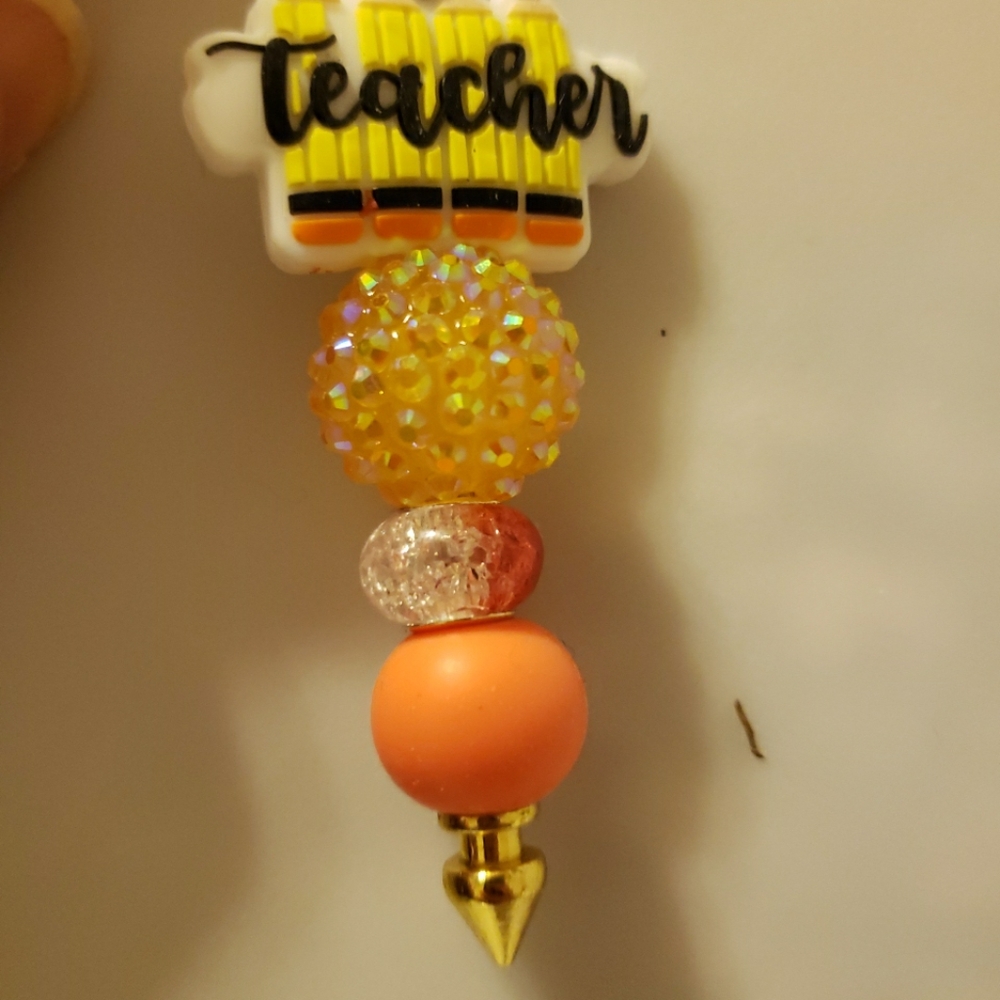 New Handmade Teacher Focal Bead Beaded Keychain